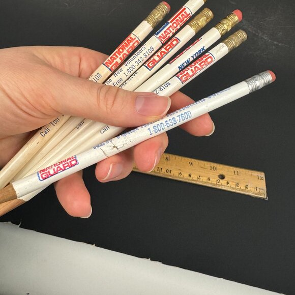 6 Vtg New York NY Army National Guard Wooden Pencils Sharpened Used Prop READ - Picture 8 of 9